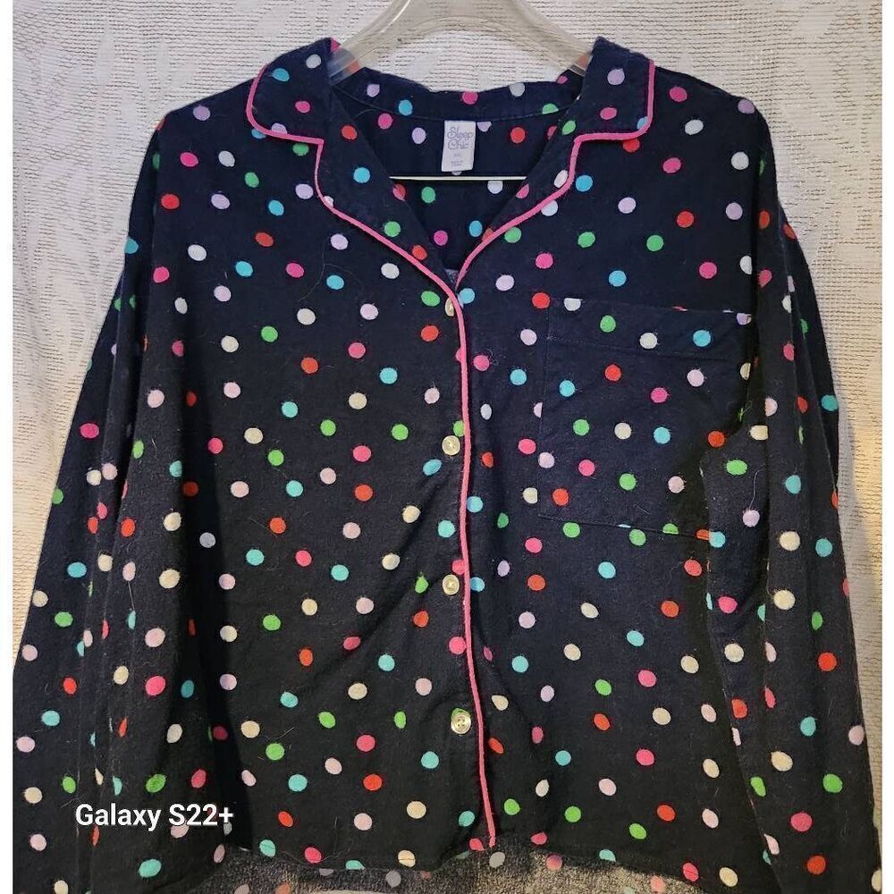 15 Sleep Chic 2 piece Multi Color Polka Dot pajama Short set - flannel 